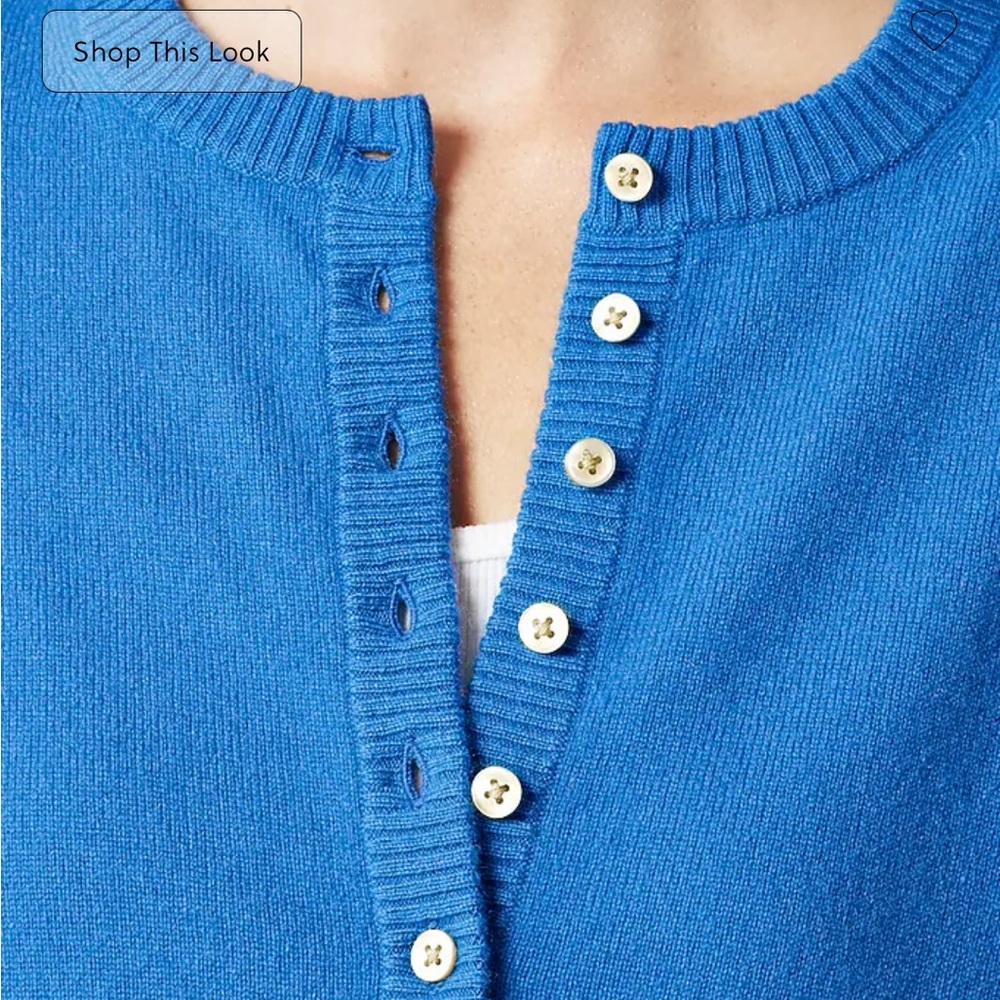 J. Crew Women's Blue Cashmere Button Down Sweater (2025 fall) - Picture 4 of 6